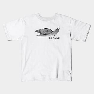Land Snail - I'm Alive! - animal ink art design - on white Kids T-Shirt